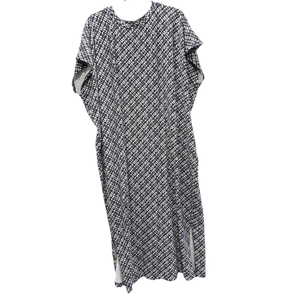 Coolibar UPF 50 Coral Way Maxi Dress Blue Green Geometric Print Women's XXL